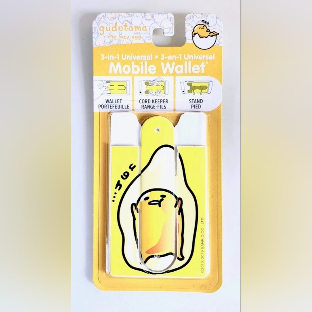 NEW Sanrio GUDETAMA the lazy egg 3-in-1 Universal Mobile Wallet